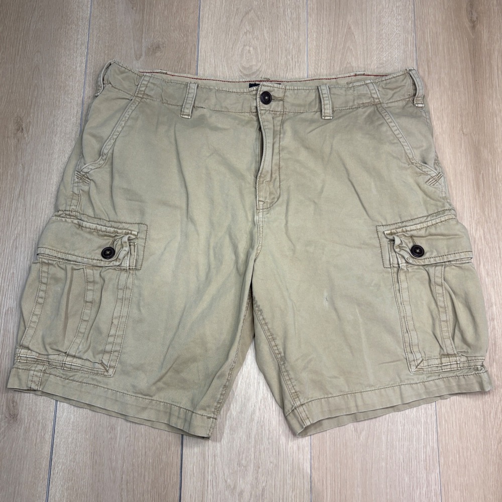 American Eagle Mens Cargo Shorts 40 Khaki Tan Classic Cotton Twill Casual Summer